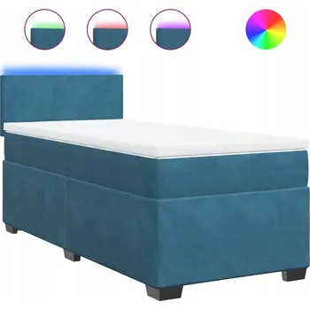 Postel Kontinentální postel s LED osvětlením, modrá, 200 x 90 x 100,5 cm