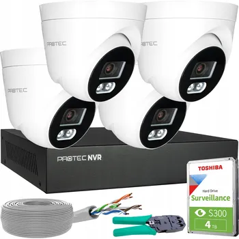 Bezpečnostní kamera Monitorovací sada: 4 IP kopulové kamery 8MP 4K POE, detekce osob, HDD