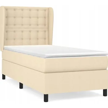 Postel Kontinentální postel krémová 203 x 83 x 118/128 cm s matrací 80 x 200 x 20