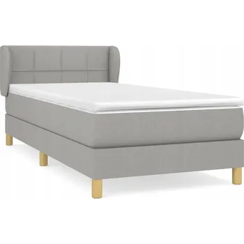 Postel Kontinentální postel světle šedá 203 x 93 x 78/88 cm s matrací 90 x 200 x 2 cm