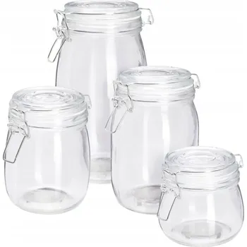 Sklenice SKLENĚNÉ SKLENICE S KLIPEM 500 ML 750 ML 1000 ML 1500 ML 4 KUSY