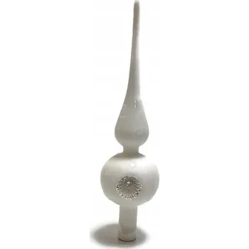 Vánoční dekorace ŠPICE NA VÁNOČNÍ STROMEK SKLENĚNÁ BÍLÁ 27cm
