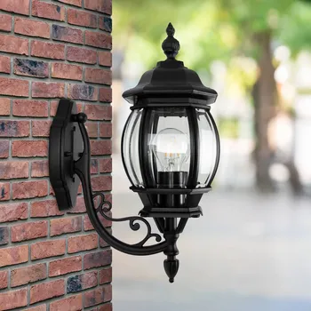 Venkovní osvětlení K.S. Verlichting Venkovní nástěnná lampa Andrew z křišťálového skla stojící v černé barvě černá, čirá 1 x 60 W - Doprava zdarma