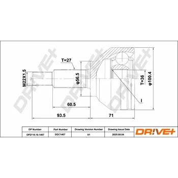 Hřídel nápravy Sada kloubu hnacího hřídele DRIVE+ DP2110.10.1407