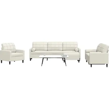 Pohovka zahrada-XL 4dílná sedací souprava s poduškami a podhlavníky krémová samet 3278469