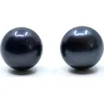 Stříbrné perlové náušnice – malé pecky z pravých říčních perel - Černá