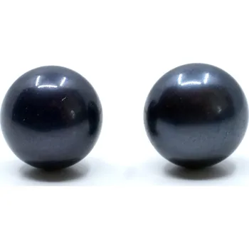 Náušnice Stříbrné perlové náušnice – malé pecky z pravých říčních perel - Černá