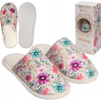 Dámské pantofle PANTOFLE PRO BABIČKU V KRABIČCE MORAJ POHODLNÉ S KVĚTINAMI 40-41