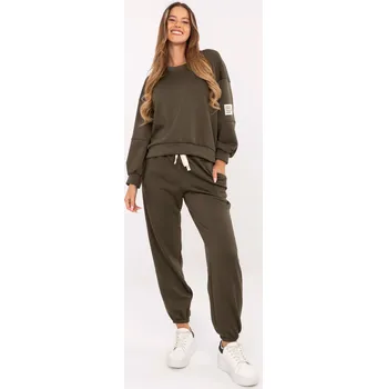 Khaki dámská tepláková souprava s příměsí viskózy MI-KMPL-M5879.86-khaki Velikost: ONE SIZE