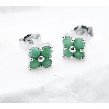 Náušnice STŘÍBRNÉ NÁUŠNICE SE SMARAGDEM