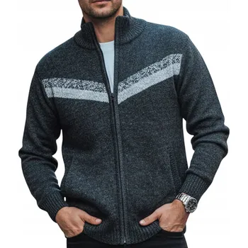 Pánský svetr Pánský svetr na zip, zateplený, s kapsami, grafitový WX2260z - XXL