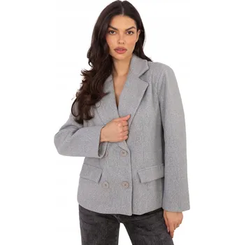 Dámský kabát Rue Paris dámský kabát šedý klasický bez kapuce univerzální velikost