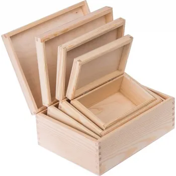 Dárková krabička Sada víceúčelových dřevěných krabiček / obdélník - 4v1