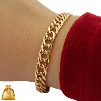 Náramek ZLATÝ MASIVNÍ NÁRAMEK PANCER DUO Z CHIRURGICKÉ OCELI 7mm DÁREK POZLÁCENÝ 18K