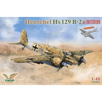 Plastikový model Letadlo Henschel Hs 129 B-2 s interiérem model 48001 Takom