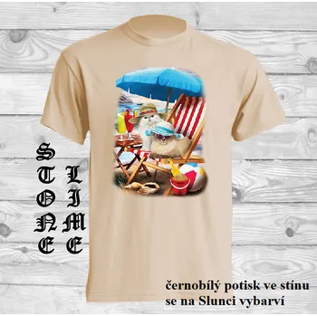 Pánské oblečení panske-bavlnene-tricko-uv-potisk-kocky-plaz Barva: Lime stone - krémová, velikost: XL