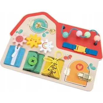 Dřevěná hračka Dřevěná Senzorická Manipulační Tabule Zámky