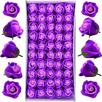 umělá květina Mýdlové růže růžovo-fialové 50 ks Květinové hlavičky do flowerboxů
