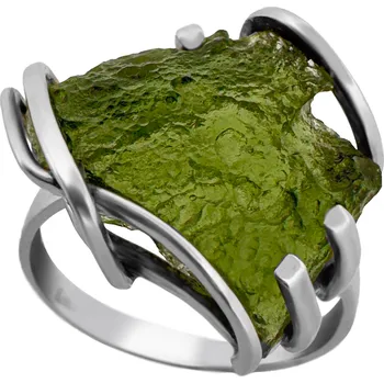 Prsten Vltavín Moldavite Stříbrný prsten s vltavínem P35 0044