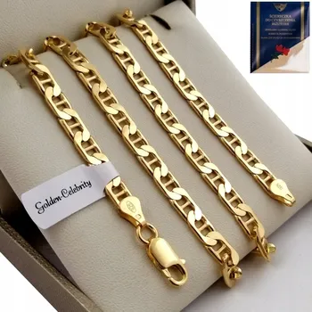 Řetízek ZLATÝ ŘETÍZEK PÁNSKÝ NÁHRDELNÍK GUCCI ŠIROKÝ TLUSTÝ 925/585 PRO NĚJ 50 CM