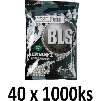 Airsoftová kulička Airsoftové kuličky BLS Ultimate Heavy BIO 0,45g, 1000bb, bílé, 40x