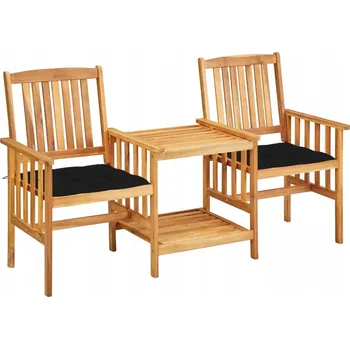 VidaXL Zahradní křesla se stolkem a poduškami, akáciové dřevo