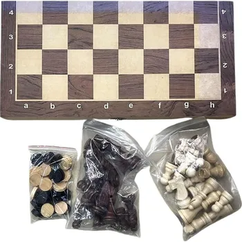 Desková hra Dřevěné šachy 2v1 37x17 cm