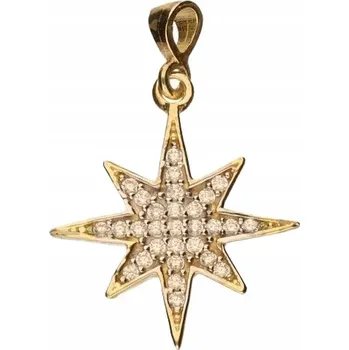 Přívěsek Stříbrný Pozlacený Přívěsek Hvězdička se Zirkony na Řetízek