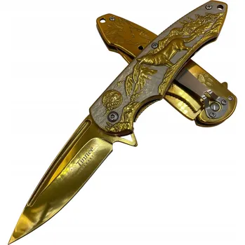 Kuchyňský nůž Tinnee GOLDEN WOLF NŮŽ SKLÁDACÍ VOJENSKÝ FINKA 20 cm 3D GRAFIKA