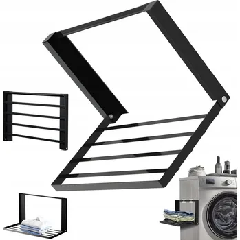 Obraz MAGNETICKÝ STOJAN POLICE KOVOVÁ SKLÁDACÍ K PRAČCE LEDNIČCE ČERNÁ 41X25CM