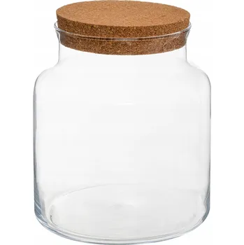 Váza Nádoba na LES VE SKLENICI s korkovou zátkou, váza 21x18 cm