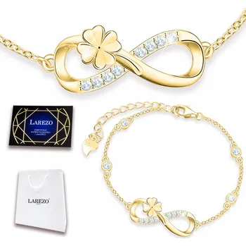 Náramek Zlatý náramek Nekonečno 585 se čtyřlístkovým jetelem STŘÍBRO 925