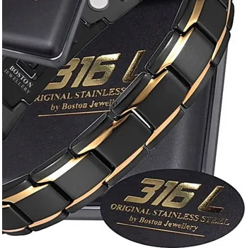 Náramek ČERNÝ ZDRAVOTNÍ PÁNSKÝ NÁRAMEK MAGNETICKÁ SÍLA BOSTON JEWELLERY