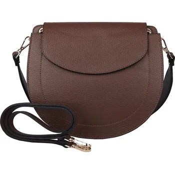 Kabelka Střední tmavěhnědá pevná kožená kabelka na rameno/crossbody Vera Pelle no. 377