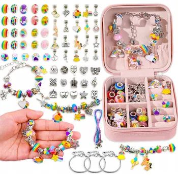 dětská sada na výrobu šperků KORÁLKY na výrobu šperků KUFŘÍK a korálků Pandora, 66 dílů.