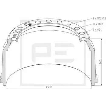 Brzdový buben PE Automotive 016.498-00A Brzdový buben