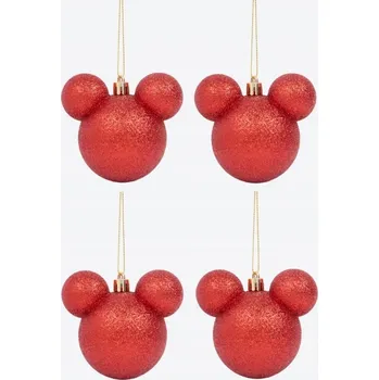 Vánoční dekorace Vánoční baňky na stromeček Disney Mickey Mouse červené 4 ks