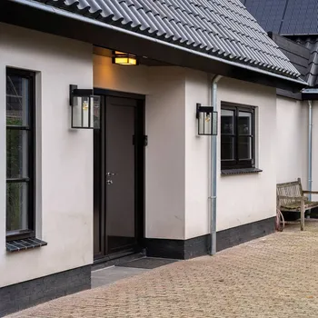 Venkovní osvětlení K.S. Verlichting Hampton venkovní nástěnné svítidlo matná černá, průhledná 1 x 60 W - Doprava zdarma