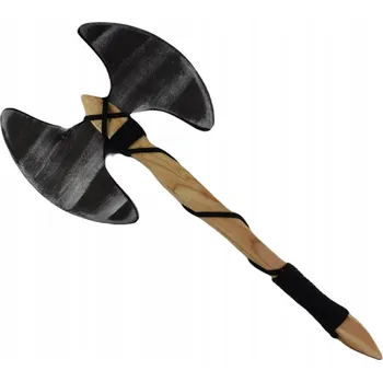 Sekera DŘEVĚNÁ SEKERKA Z DŘEVA DVOJITÁ 45 cm VIKING KOSTÝM RYTÍŘ