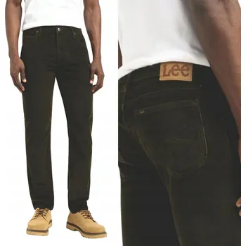 Pánské kalhoty Lee Rider Slim Straight 112370641 Olive Night W32 L30 Manšestrové kalhoty