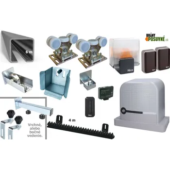 Pohon brány Sada pro výrobu samonosné posuvné brány do 4,5 m s pohonem NICE Robus RBS 80x80x5mm (SADA-04-RBS) Typ vedení: Boční vedení, Typ rolen: Nylonové role