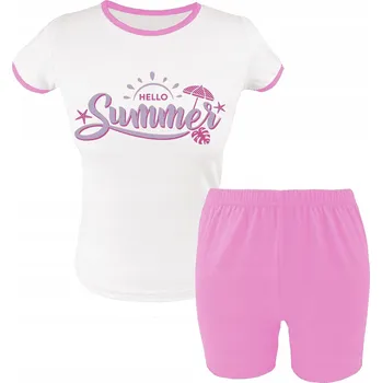 Dámské pyžamo BAVLNĚNÉ PYŽAMO PRO DÍVKY S KRÁTKÝM RUKÁVEM LETNÍ KRÁTKÉ KRAŤASY 134