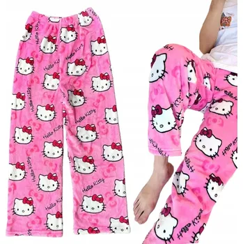 Dámské pyžamo Dámské KALHOTY od pyžama Hello Kitty TEPLÝ SILNÝ FLANEL růžové pyžamo XL