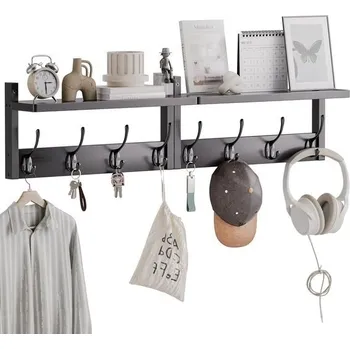 Úložný box Nástěnný věšák na kabáty s úložnou policí, 80 cm, balení po 2 kusech, bambusový nástěnný věšák na