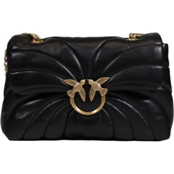 Kabelka Černá kožená kabelka Pinko Pinko černá | žlutá 3508702