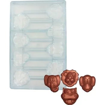 Forma na pečení Patisdécor Forma na čokoládová lízátka – zvířátka z džungle (8 tvarů) | Patisdecor