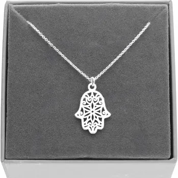 Náhrdelník Stříbrný náhrdelník RUKA FATIMY HAMSA amulet pro štěstí 50 cm