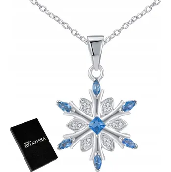 Řetízek RHODIEM POKOVANÉ ŘETÍZEK ŘETÍZEK SNĚHUBKA S SNĚHOVÁ VLOČKA VLOČKOU NA VÁNOCE, STŘÍBRO 925