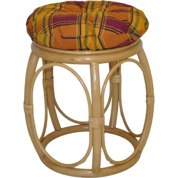 Axin Trading s.r.o. Ratanová taburetka široká medová polstr okrový