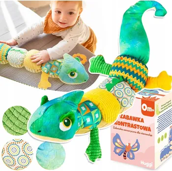 Senzorická Hračka pro miminka Chameleón Hudební plyšová antistresová